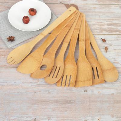 China Sustainable Unique Design High Quality Customized Bamboo Kitchen Spatula Utensils Set for sale