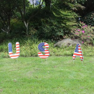 China Reuseable Patriotic Outdoor Durables and Decorations Cheering 4th of July Party Decorations Alphabet Letter for Yard Signs for sale