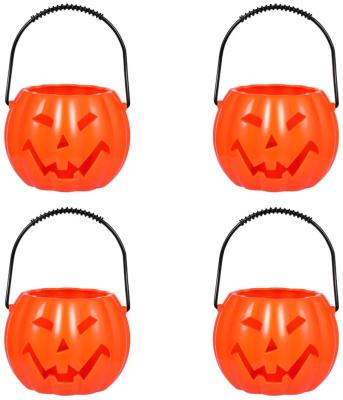 China Trick or Treat Halloween Gifts 4pcs Pumpkin Candy Buckets with LED Lantern and Voice Sensor Halloween Gifts for Trick or Treat for sale