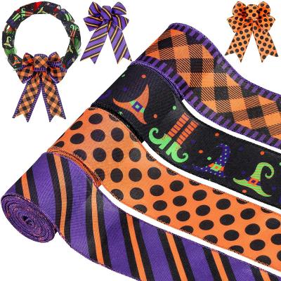 China High Tenacity Halloween 2021 Edge Ribbon Glitter Grosgrain Cable Ribbons Party Decoration For Gift Wrapping Bow Sewing Crafts for sale