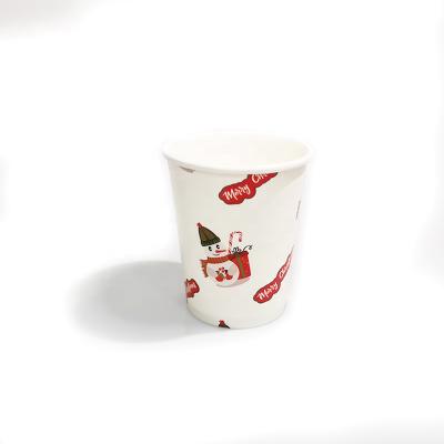 China Christmas Paper Cups Snowman Design White Coated Paper Cups Eco Friendly Disposable Cups for sale