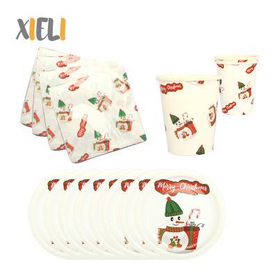 China Christams Christmas Paper Plates and Napkins Holiday Party Christmas Tableware Disposable Tableware Set for sale