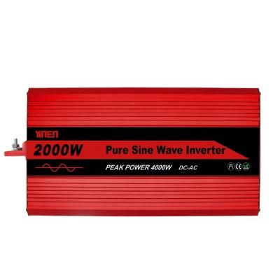 China Factory price 12V/24V/48V 2000 watt high frequency pure sine wave power inverter 2000w 2kw for off-grid solar system 390*180*90mm for sale