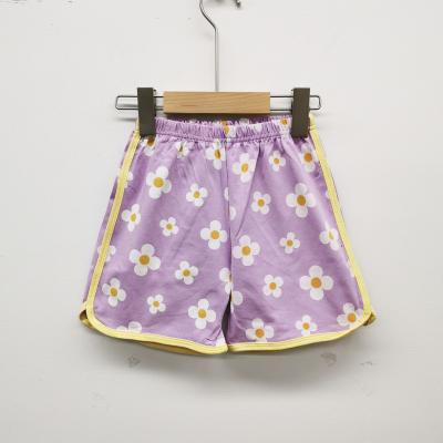 China Breathable Kids Elastic Waist Tank Top Shorts Shorts Girls Bloomers Purple 100% Cotton for sale