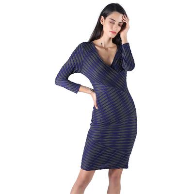 China Anti-Wrinkle Anti-Wrinkle Office V-Neckline Dresses Women Lady 2020 Elegant for sale