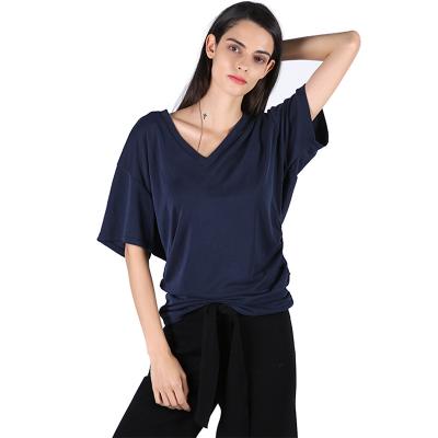 China New Product Fashion Women V Neck Lady Blouse Anti-pilling Ruffles for sale