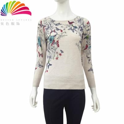 China Latest Producing Custom Floral Women Anti Shrinkage Crop Ladies Fancy Sweater for sale