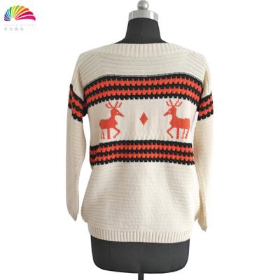 China 2019 Popular 100%acrylic o-neck pullovers anti-shrink knitwear titleist sweater with deer knitting pattern for sale