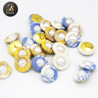 China New Customization Gold Round Leg Buttons Fabric Button Washable Pearl Button for sale