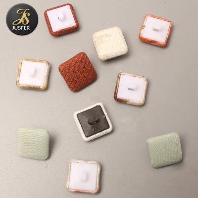 China White Canvas Dry Cleaning Square Cover Buttons Flat Plastic Leg Buttons For Coat for sale