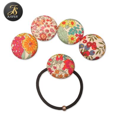 China Fresh Simple Dry Cleaning Button Cover Color Cloth Hair Rope Cloth Button Hair Accessories for sale