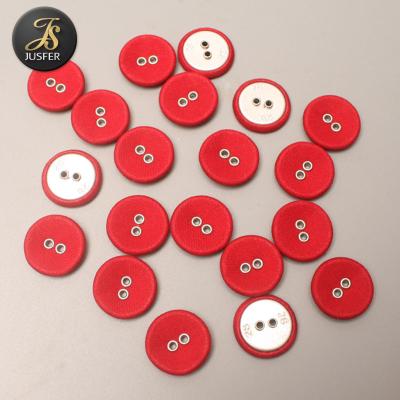 China Two Hole Metal Fabric Grommet Dry Cleaning Wrapped Buttons For Clothing for sale