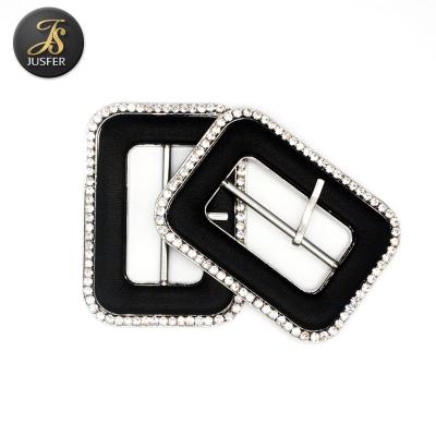 China Cloth buckle with diamond base supply fashion square canvas cover buckle ladies direct diamond studded belt buckle for sale