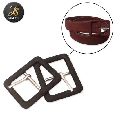 China Eco-Friendly Square Buckle Fabric Covered Buckle With Crotch For Coat Belt for sale