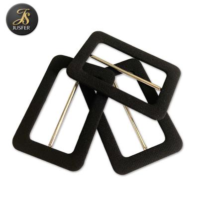 China Eco - Friendly Metal Square Two Part Fabric Covered Pin Belt Buckle For Garment for sale