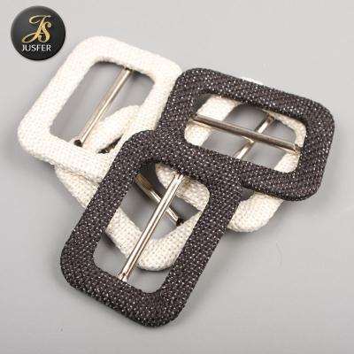 China Eco-friendly Wholesale Custom Cloth Covered Square Metal Coat Belt Cloth Buckles for sale