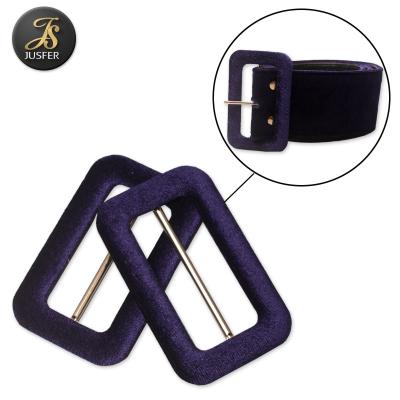 China Cloth Belt Buckle 2.3 Inch Square Metal Shape Cloth Buckle Women's Brass Belt With Cloth Covered Buckle for sale