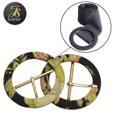 China Eco-Friendly 2 Inch Astor Tajo 5cm Pin Round Fabric Covered Belt Buckle for sale