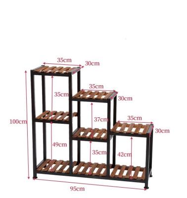 China Indoor Flower Pot Organizer Shelf Display Rack Holer Plant Stocked Wooden Stand for sale