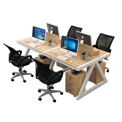 China Four-person combination of desk chair workstation screen (height) office furniture triangle computer table simple staff desk for sale