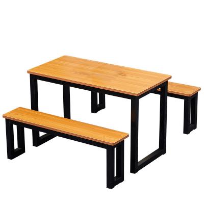 China (Size) modern rustic wood adjustable metal restaurant dining table with two benches for sale