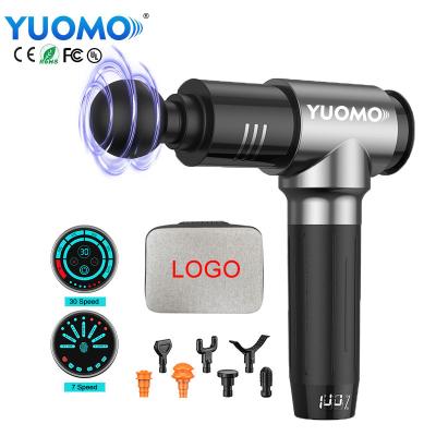 China YUOMO Body Customized Logo Body Percussion Massage Gun 8 Deep Tissue Massage Attachments Gun for sale