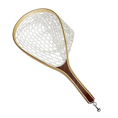 China High quality wood with high quality rubber fly fish landing net for sale