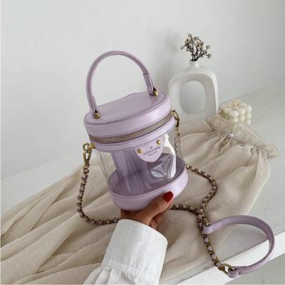 China Small Bag 2020 New Fashion Summer Fashion Transparent Messenger Bag Chain Portable Bucket Bag for sale