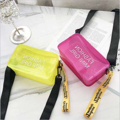 China 2020 New Fashion Korean Fashion Spring Jelly Shoulder Bag Transparent Bag Letter Camera Bag for sale