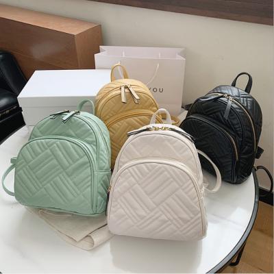 China 2020 Fashion Student Backpack Embroidery Yarn Backpack Women's PU Leather Backpack for sale