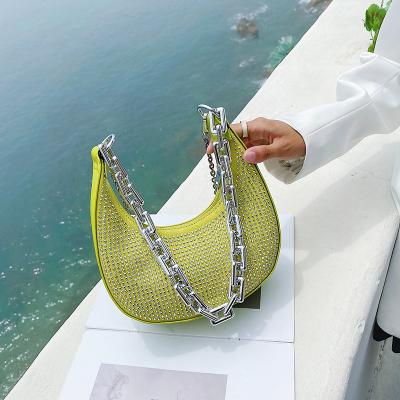 China Fashion Armpit Bag 2021 Summer New Trendy Rhinestone Shoulder Bag Chain Cross - Body Bag for sale