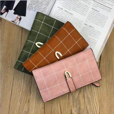 China 2020 new fashion women's plaid purse Korean wallet personality multi-functional double wallet for sale