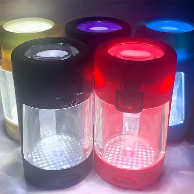 China Hot Sale Expanding Smoking Refillable Bottles Stored Pot Storage LED Herb Stash Container Glass Jar for sale