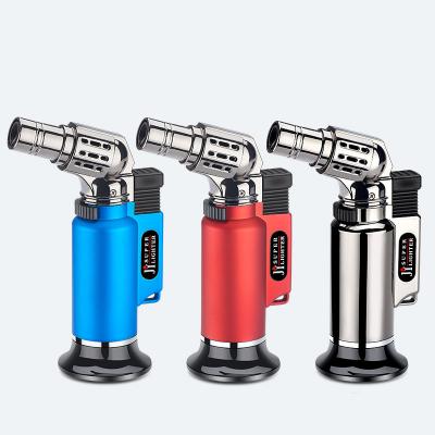 China Safety Jet Flame Windproof Cigar Lighter Butane Gas Blowlight Lighter For Kitchen BBQ Wholesale for sale