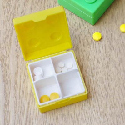 China Lego Block Cartoon Building Block Pill Box Cute Shape Small Pill Storage Case 2021 for sale