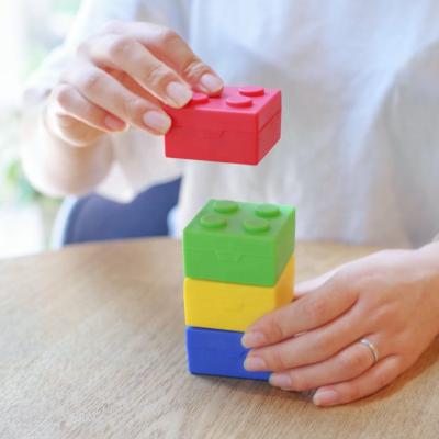 China Cute Lego Block Pill Box Shape Small Stackable Pill Storage Case for sale