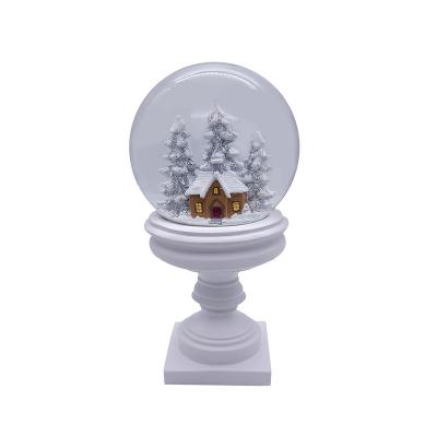 China Decoration and Gifts White Christmas Country Yard Snow Globe Desktop with Pedestal Base for Home Decoration Souvenir Gifts for sale