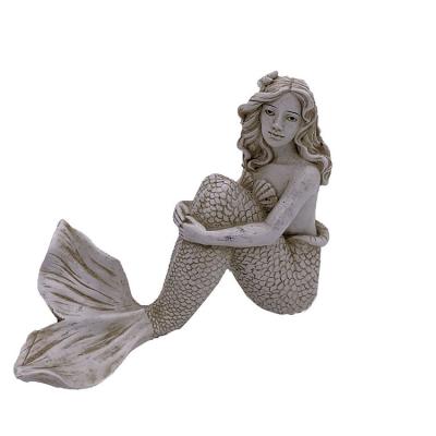 China Resin World Popular Hand Painted Exquisite Summer Theme Mermaid Statue For Home Decoration for sale