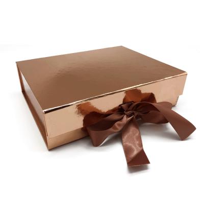 China Recycled Materials Customized Design Folding Paper Box Luxury Gift Boxes With Ribbon For Clothing Shoes Packaging for sale