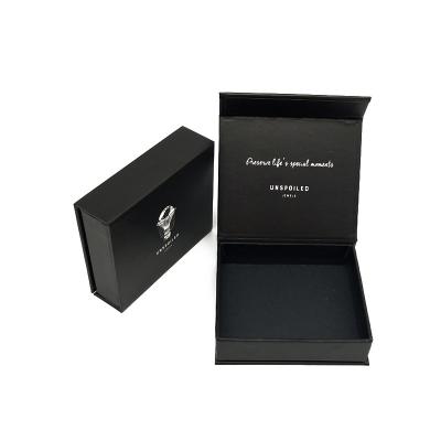 China Recycled Black Materials Luxury Cardboard Packaging Flip Folding Magnetic Gift Boxes Empty Custom Logo Clothing Boxes for sale