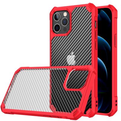 China Hard Carbon Fiber Carbon Fiber TPU Cell Phone Case For Iphone 11 12 pro 12 max Mini Mobile Phone Cover for sale