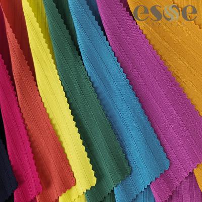 China Side stretch ESSE TEXTILE DTY 8*5 rib spandex 2 brush fabric tela plain dyed cheap polyester for sale