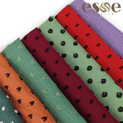 China Stretch ESSE TEXTILE CEY dot fabric 4 way stretch egypt urigire crepe plain dyed jacquard 100% polyester for sale