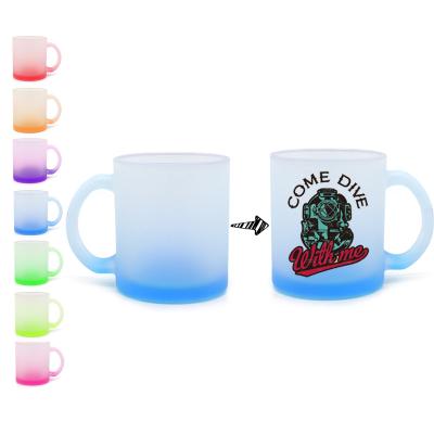 China 2021 New USA Viable 11oz Colored Gradient Sublimation Glass Frosted Beer Mug for sale