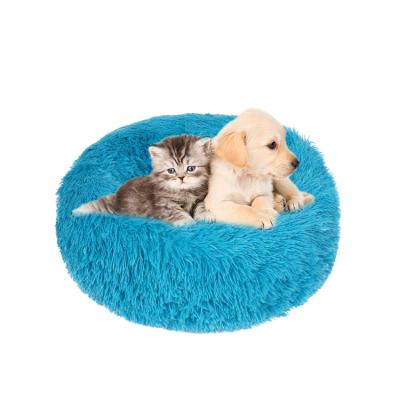 China Breathable Soft Plush Faux Fur Pet Bed Faux Fur Amazon Pet Bed Donut Warm Elevated Round Pet Bed for sale