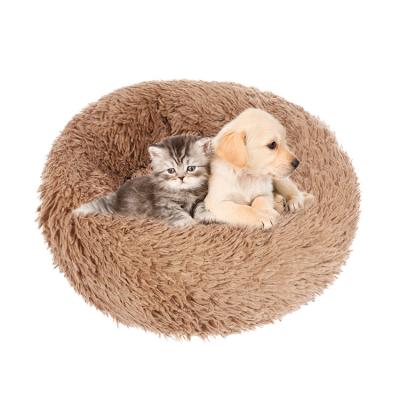 China Warm Breathable Soft Plush Pet Beds Waterproof Faux Fur Pet Bed Waterproof Round Donut Pet Beds for sale