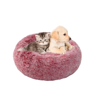 China Breathable Soft Plush Pet Bed Faux Fur Warm Soft Bed Available For All Seasons Around Donut Pet Bed Soft for sale