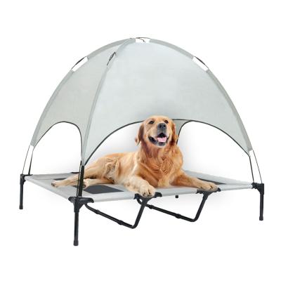 China Large Breathable Elevated Dog Cradle With Canopy Pet Beds Outdoor Portable Camping Removable Camping Canopy Beach Dog Bed Light Weight for sale