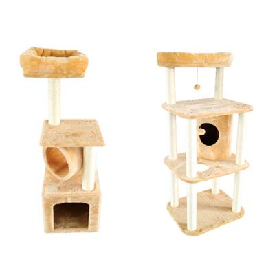 China Large Viable Wholesale Wooden Cat Tower Scratcher Treehouse for sale