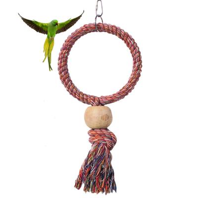 China Wholesale Viable Colorful Wooden Parrot Stand Cage Toy Wooden Pet Swing Bird Swing for sale